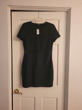 NWT Black Express Mini Dress with Mesh Cutouts, size 12